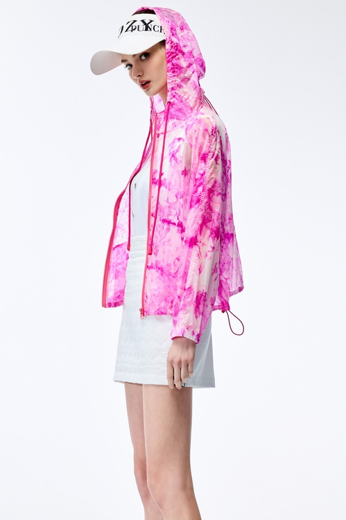 Vivid Raspberry Tie-Dye Printed Jacket,Season (AW) Look