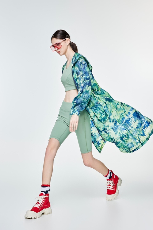 Fresh Leaf Green Tie-Dye Printed Jacket,Season (AW) Look