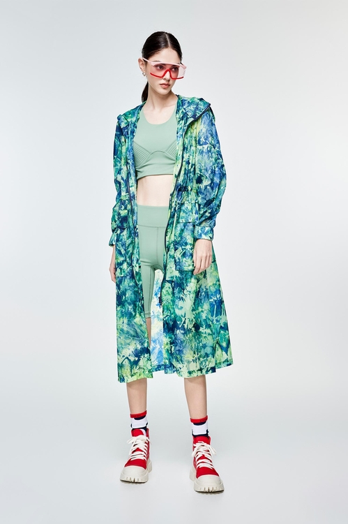 Fresh Leaf Green Tie-Dye Printed Jacket,Season (AW) Look