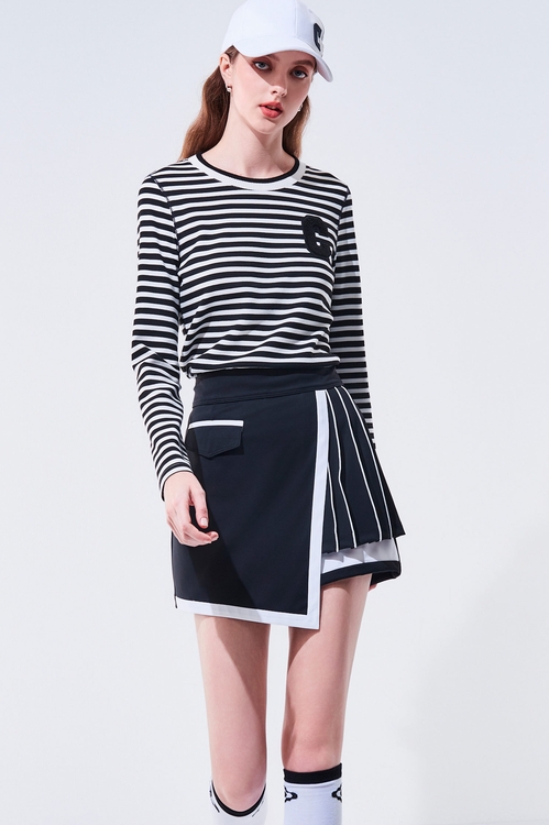 Color-Contrast Pleated Hem Skort,Season (AW) Look