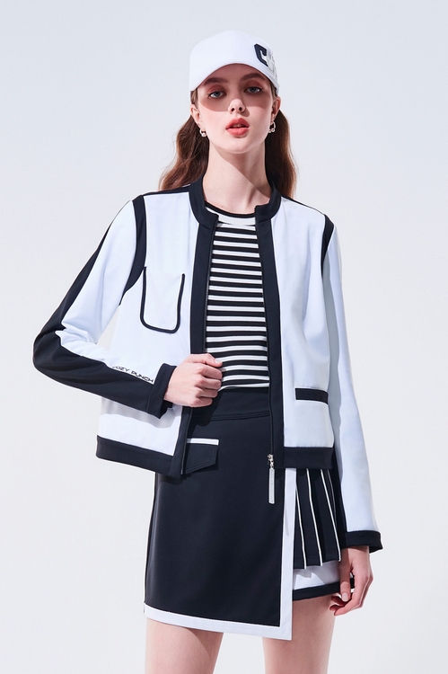 Color-Contrast Pleated Hem Skort,Season (AW) Look