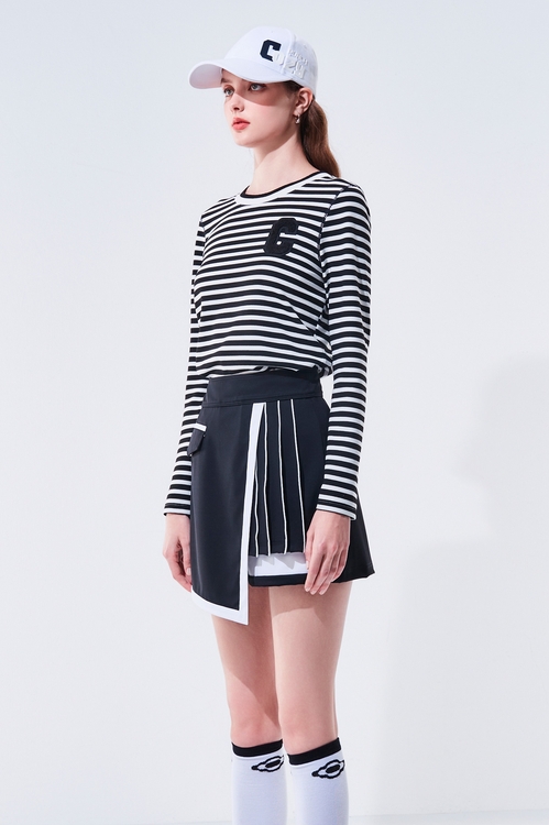 Color-Contrast Pleated Hem Skort,Season (AW) Look