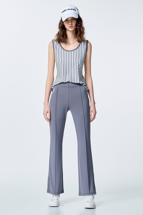 Salt Grey Versatile Flared Trousers,pants,Pants