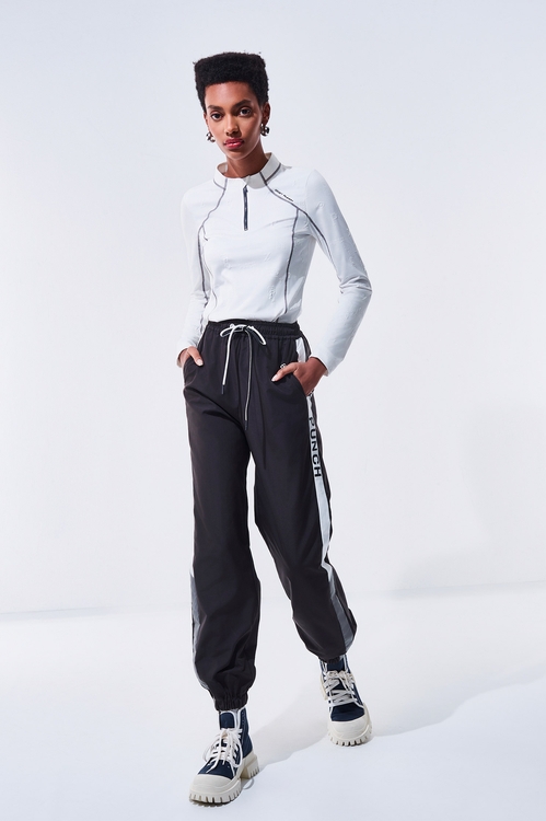 Color-Contrast Striped Casual Pants,Season (AW) Look