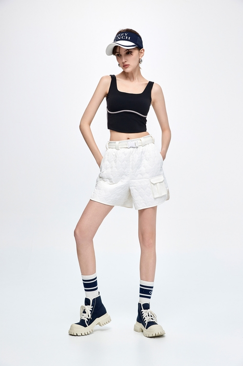 Optical White Quilted Insulated Skirt,White pants,White pants