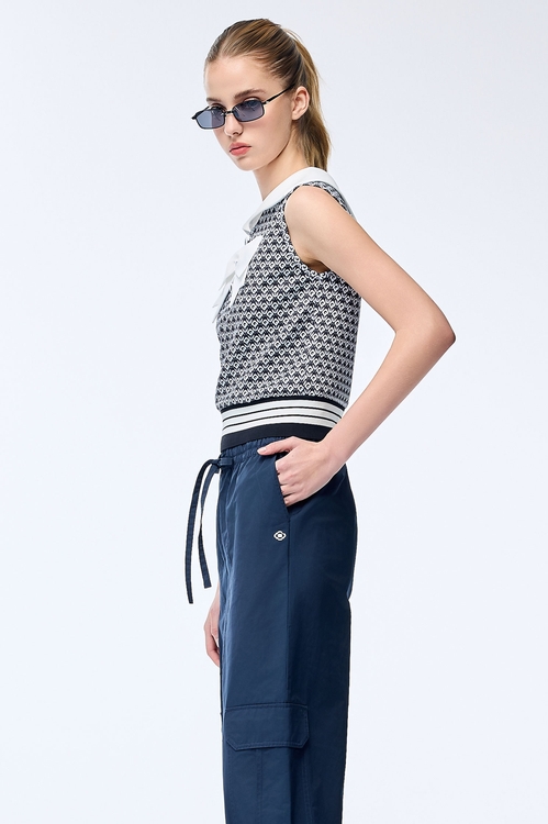 Branded Logo Printed Tank with Bow Detail,sleeveless tops,sleeveless tops,Sleeveless tops,sleeveless tops