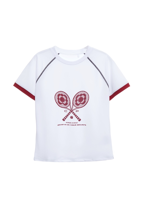 Tennis Racket Shaped T-shirt,Short sleeve tops