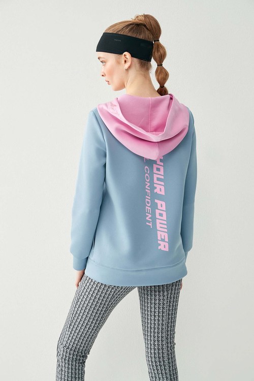 Cloud  Thermal Top With Colored Hooded Design,Hoodie tops