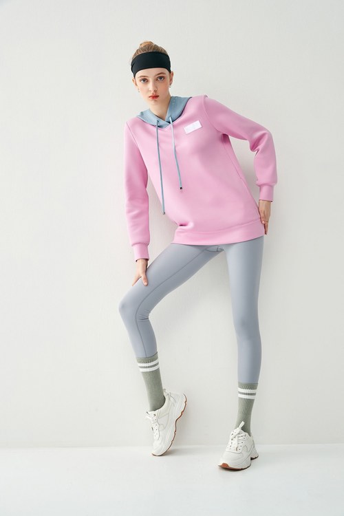 Cloud  Thermal Top With Colored Hooded Design,Hoodie tops