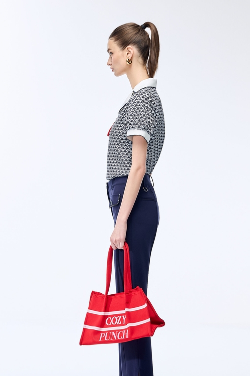 Branded Logo Printed Top with Embroidered Edges,Tops
