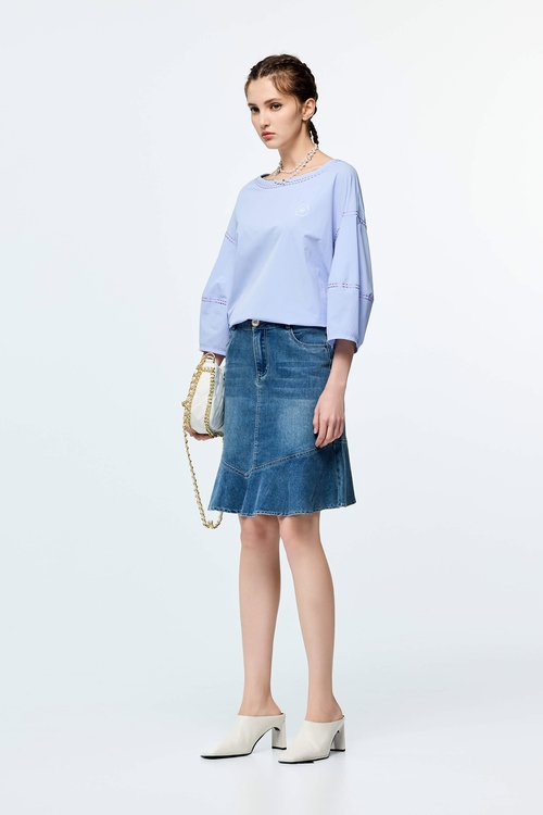Contrast Stitch Detail High Performance Collagen Top,Tops