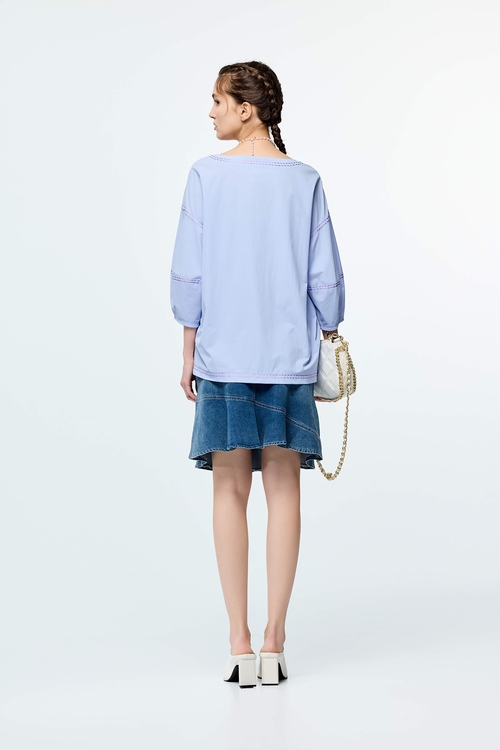 Contrast Stitch Detail High Performance Collagen Top,Tops