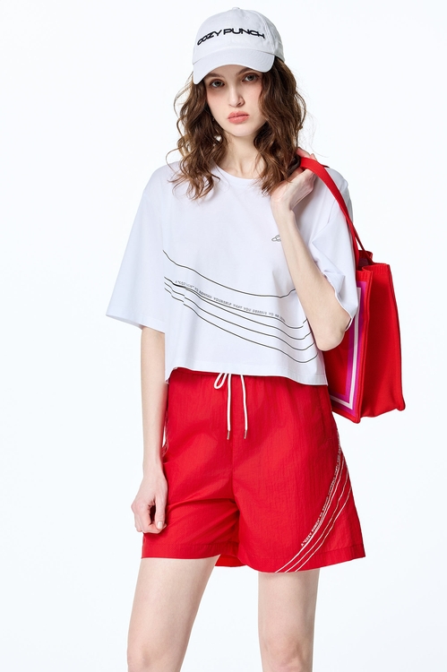 Planetary Graphic Print Crop Tee,T-shirts