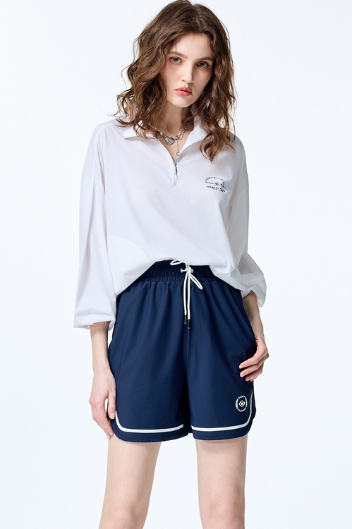 Stand Collar Collagen White Top,Season (SS) Look