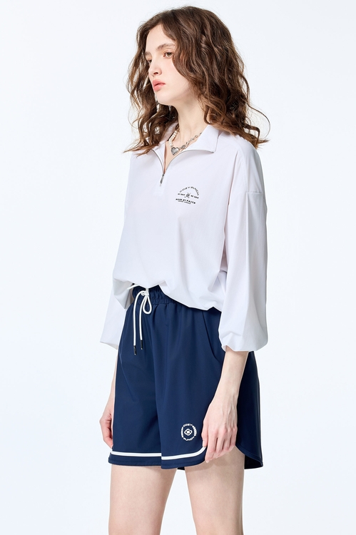 Stand Collar Collagen White Top,Season (SS) Look