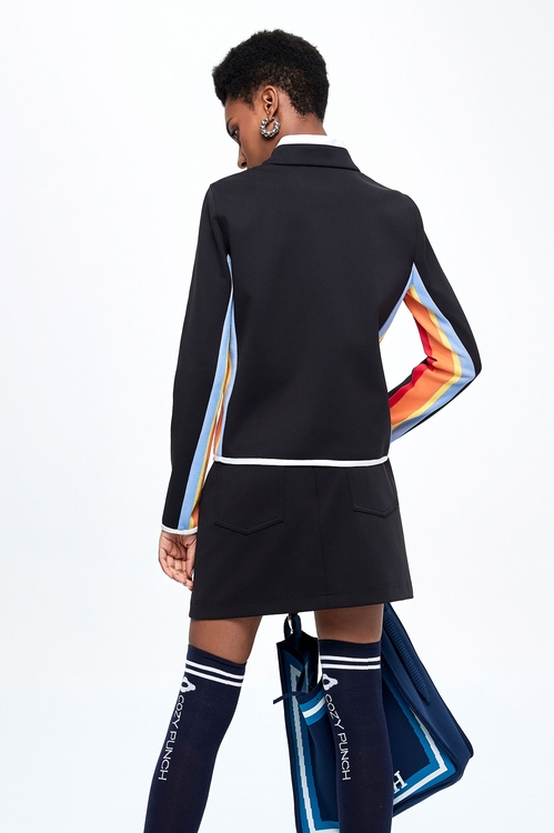 Flame-Colored Knit Detail Top,Turtleneck tops