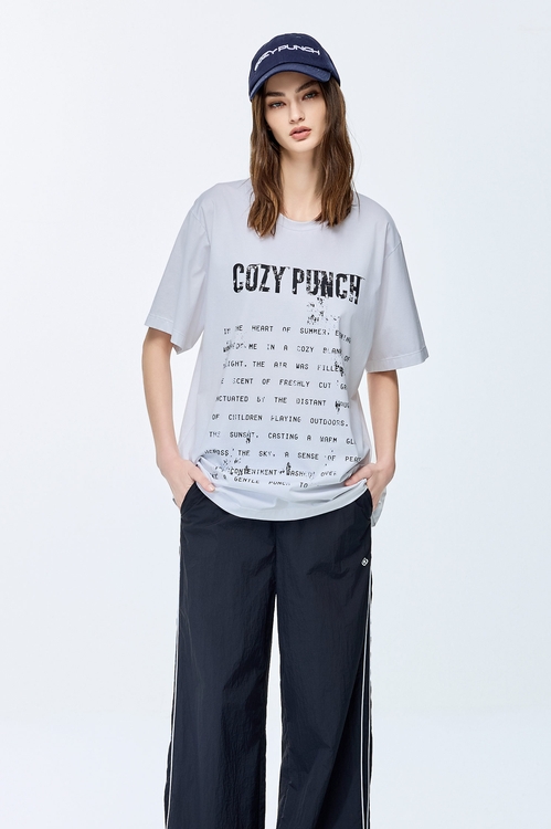 Distressed print style T-shirt,Cotton