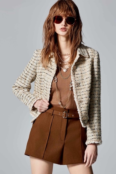 Contrast Stripe Tweed Jacket