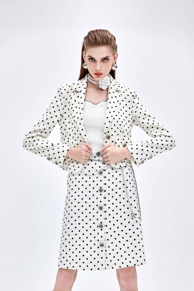 Retro Polka Dot Crop Blazer