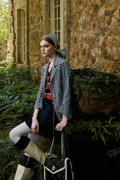 Navy Floral Embroidery Detail Blazer