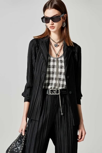 Full Pleated Mid Length Jacket