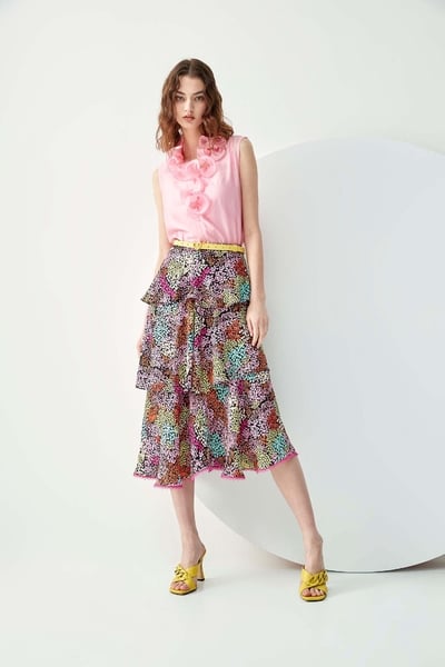 Multicolour Print Layer Skirt