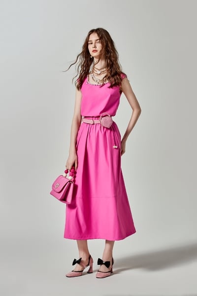 Drawstring Hem Pink Skirt