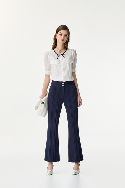 Navy Boot Leg Pants