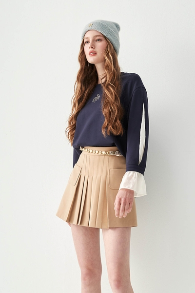 Light Khaki Pleated Skorts