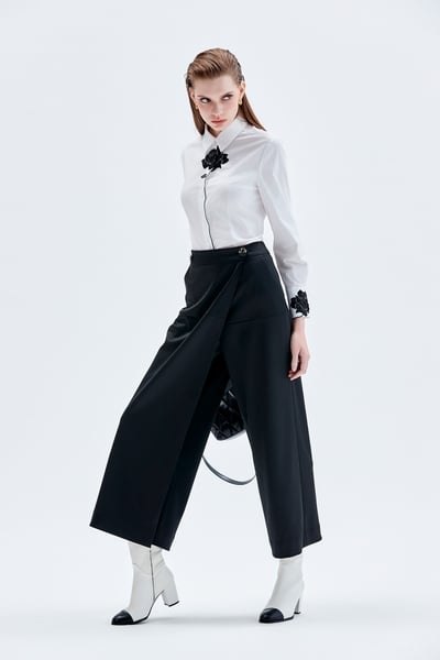 Front Panel Wide Leg Pants