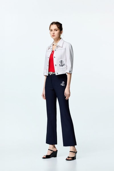 Anchor Logo Navy Boot Leg Pants