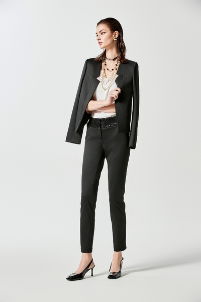 Sequin Slim Fit Black Pants