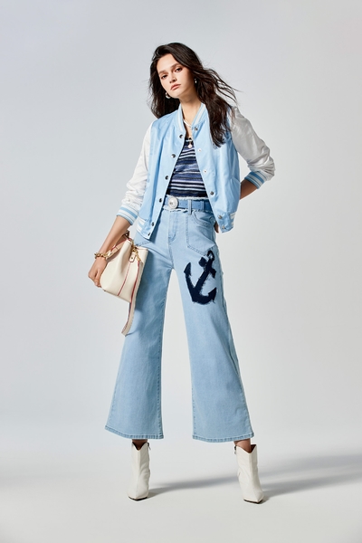 Anchor Logo Wide Leg Jeans