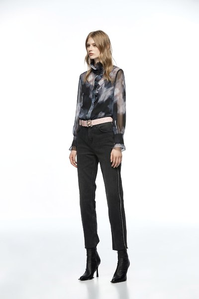 Basic Black Jeans With Side Metal Zip Detail