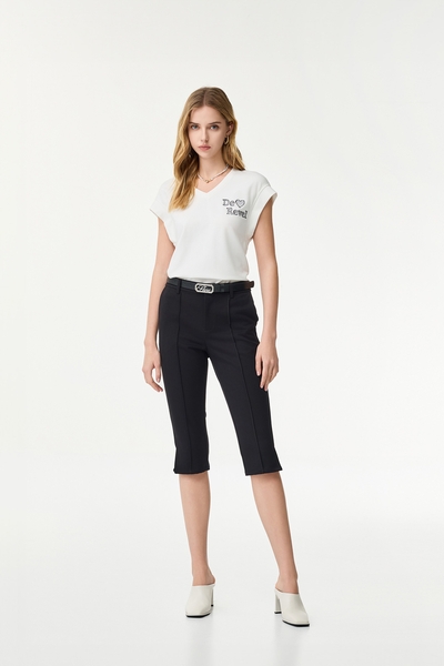 Mid Waist Capri Pants