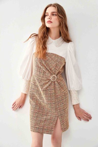 Color Block Tweed Dress