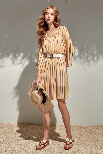 Summer Stripe Print Chiffon Dress