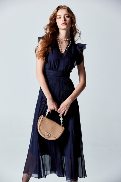 V-neck Chiffon Maxi Dress