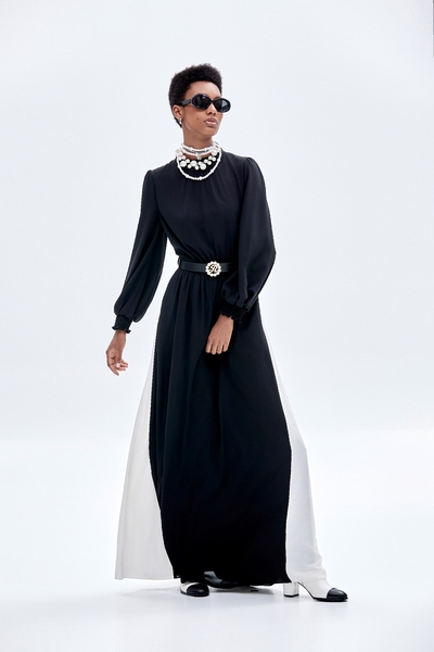 Long Sleeve Contrast Maxi Dress