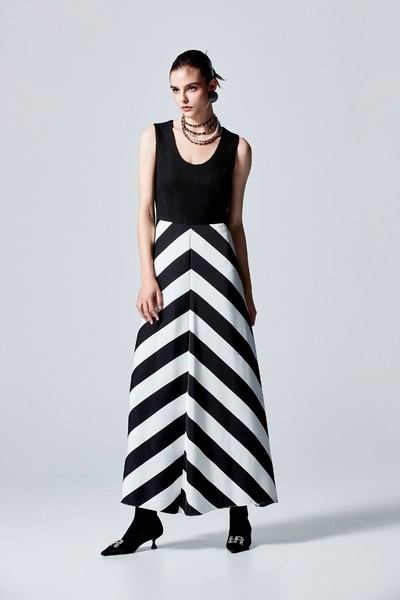 Sleeveless Stripe Print Maxi Dress