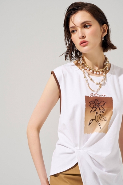 Front Graphic Asymmetric Tank Top