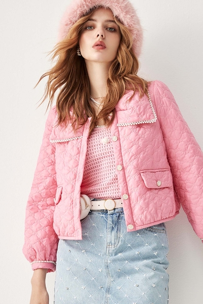 Pink Knit Vest With Pearl Applique