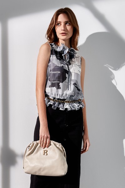 Chiffon Vest-Style Top With World Map Printing