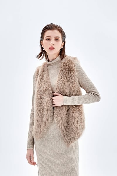 V-neck Faux Fur Vest