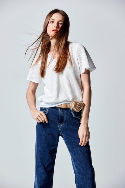 Short Sleeve Textured Top