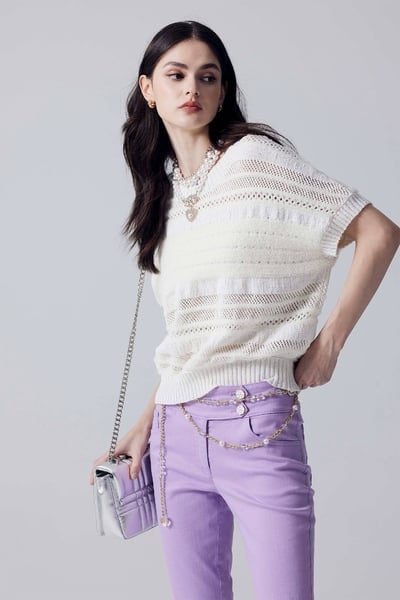 Short Sleeve Patchwork Stripe Knit Top