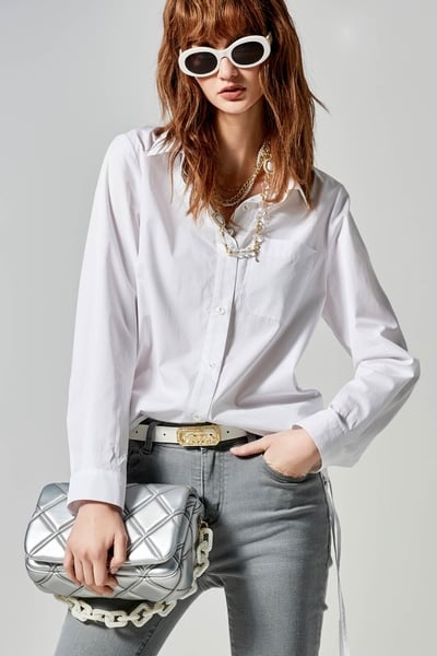 Long Sleeve Drawstring Blouse