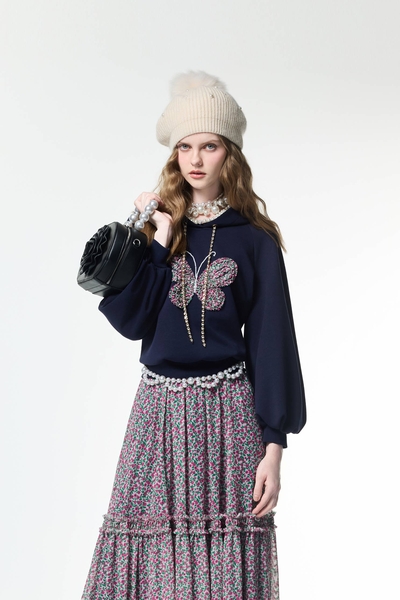 Front butterfly Graphic Hoodie Top