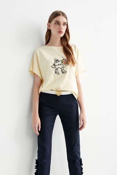 Basic Yellow Tee With Front Graphic