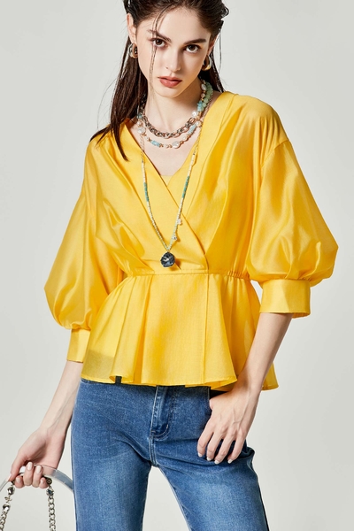 Lantern Sleeve Yellow Top